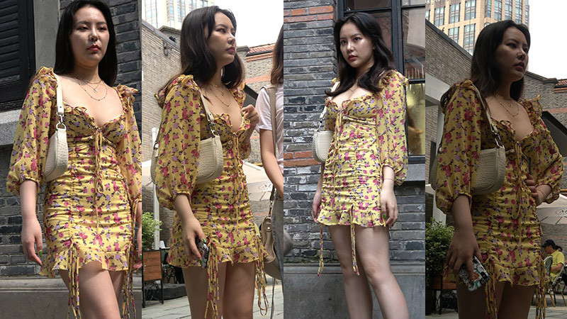 [街拍]碎花裙低胸性感美女[2V/925.5M]