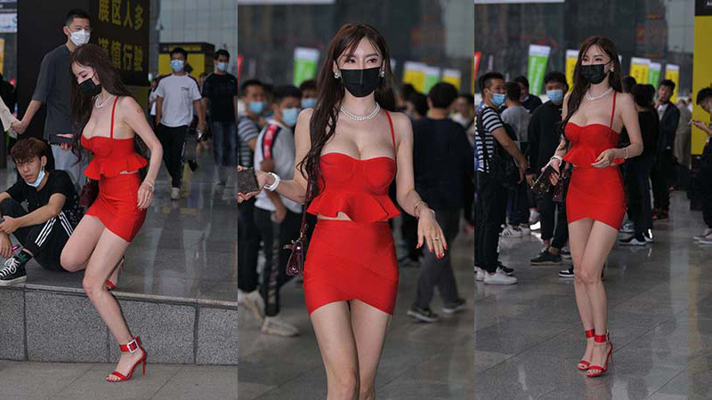 [街拍]红裙丰满小姐姐[157P/3G]