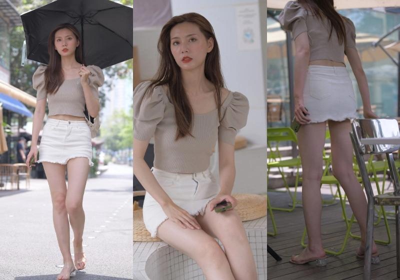 [街拍]M926.白裙美女图片视频